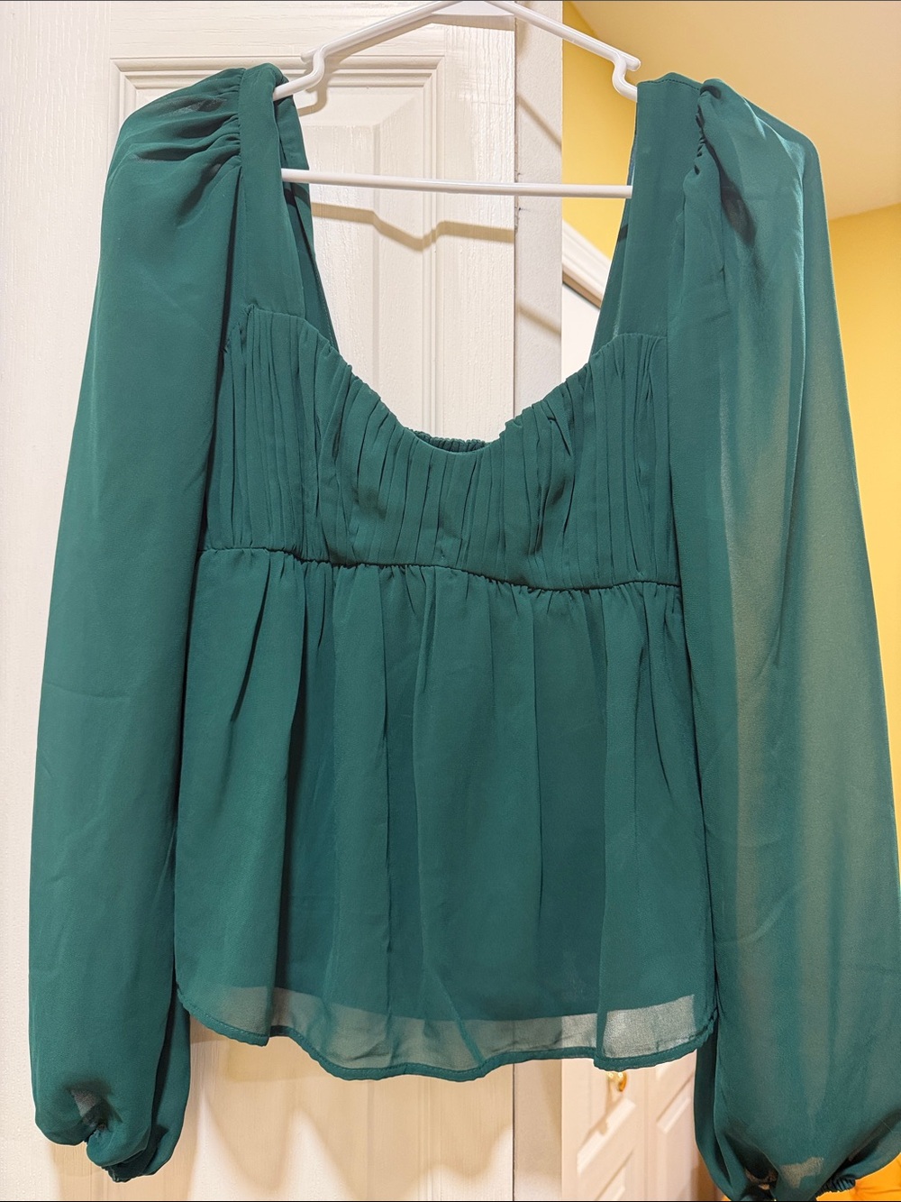 Abercrombie & Fitch Teal Green Long-Sleeve Peasant Blouse